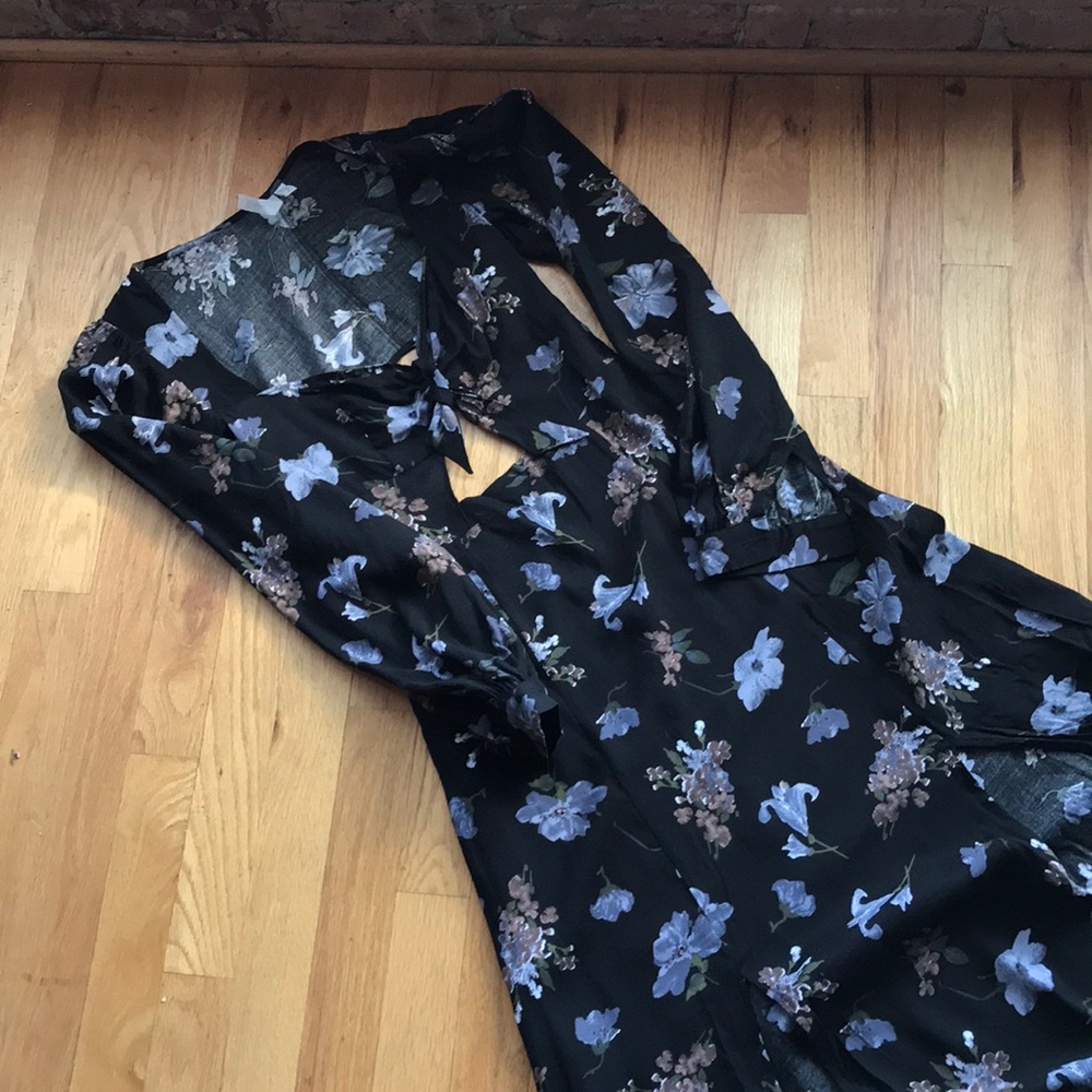 reformed cut out long sleeve maxi dress